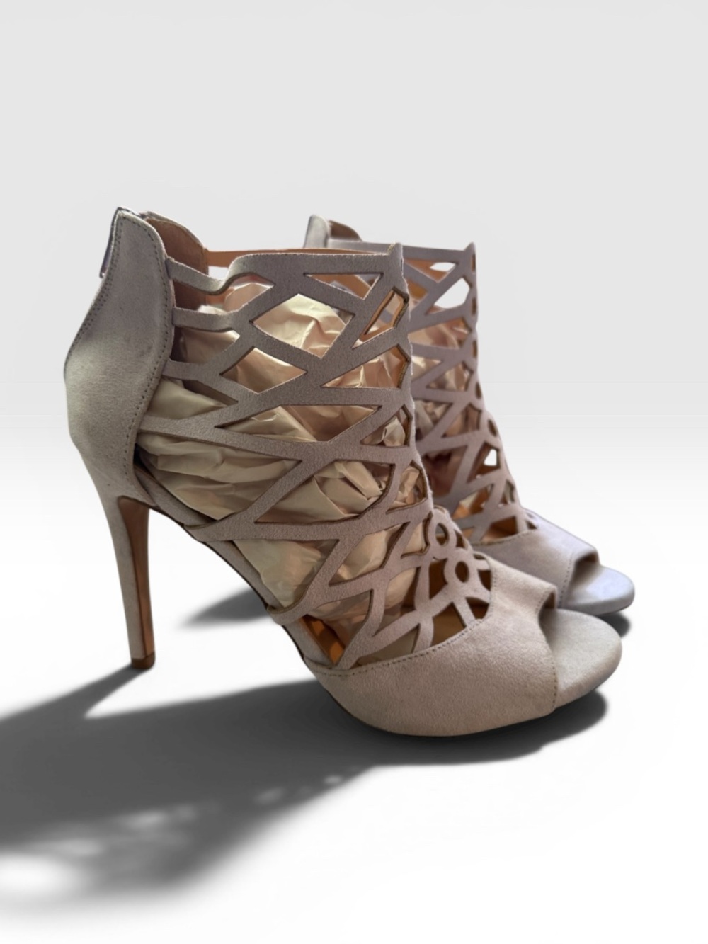 Women's Nude Cutout Peep-Toe Stiletto Heels - Picture 1 of 3